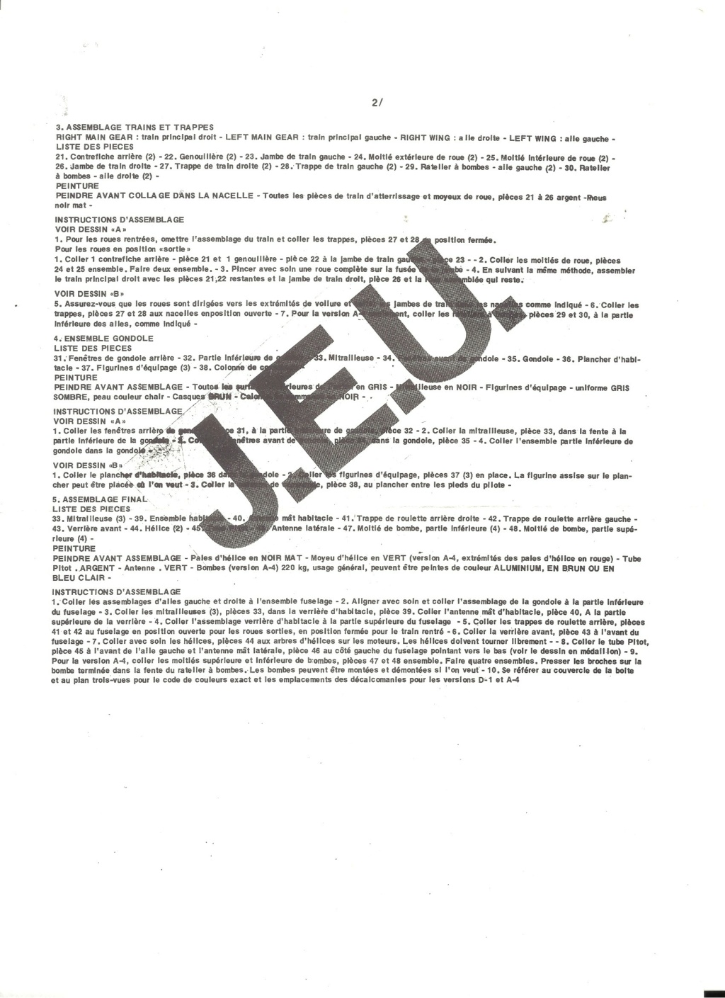 [REVELL] JUNKERS Ju 88 A4/D1 1/72ème  Réf H 113 Notice Reve2759