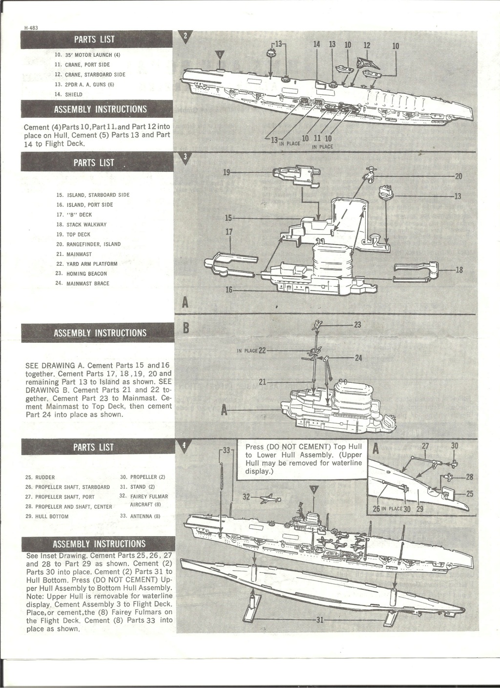 [REVELL] Porte-avions HMS ARK ROYAL & destroyer classe TRIBAL 1/720ème Réf H 483 Notice Reve3032