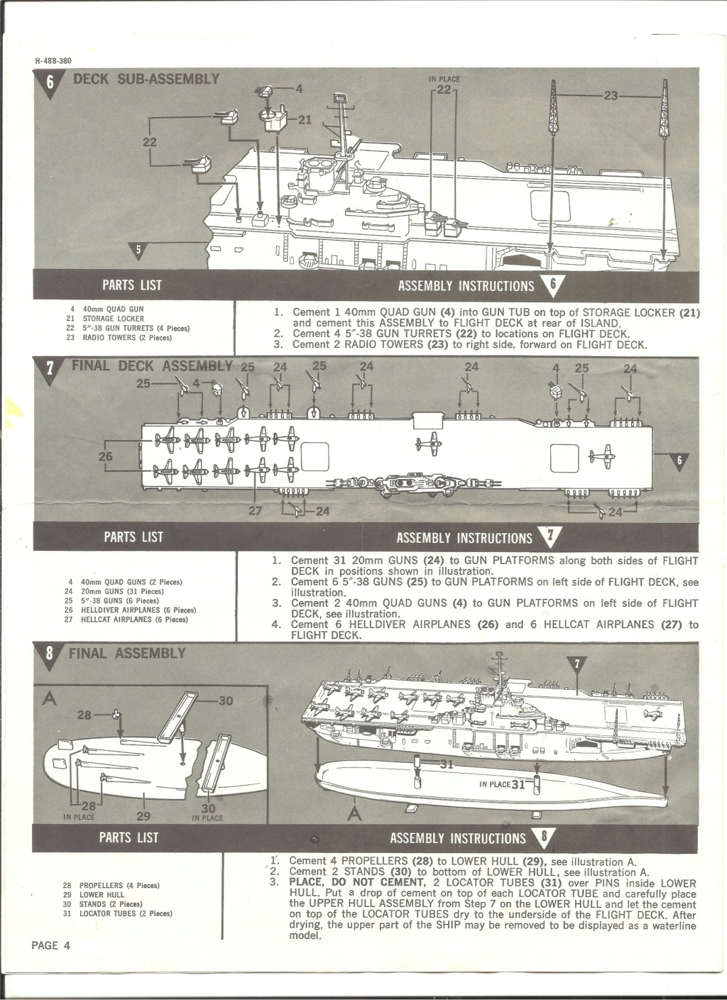 [REVELL] Porte-avions USS ESSEX 1/720ème Réf H488 Notice Reve3038