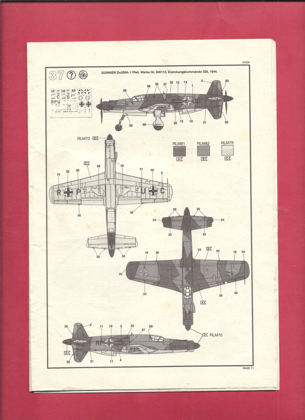 dornier do 335 - [REVELL] DORNIER Do 335 A-1a PFEIL 1/72ème Réf 04324 Revel549