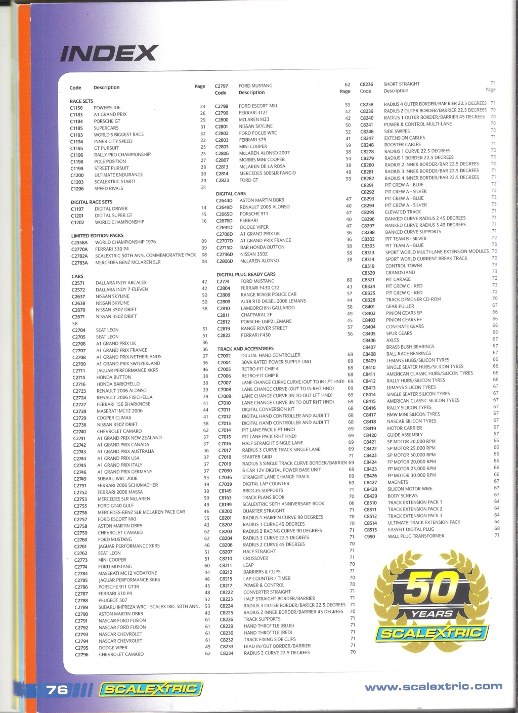[SCALEXTRIC 2007] Catalogue 2007 48ème édition 50ème anniversaire Scale482
