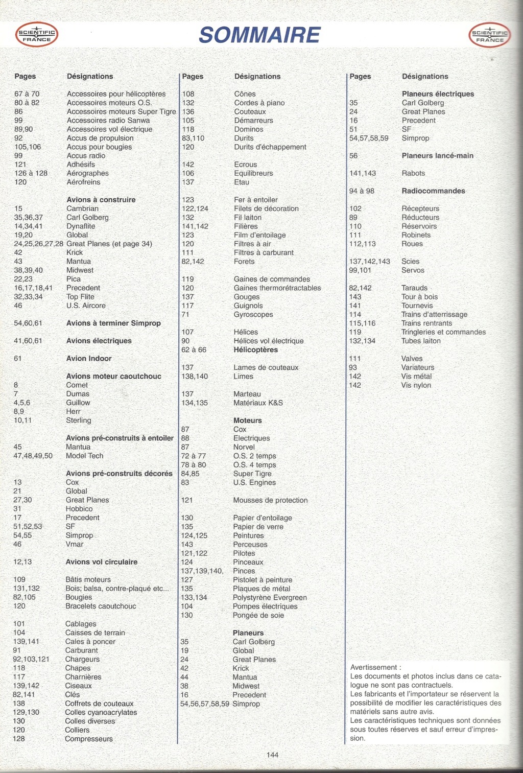[SCIENTIFIC FRANCE 199.] Catalogue n°18 AVIONS 199. Scien702