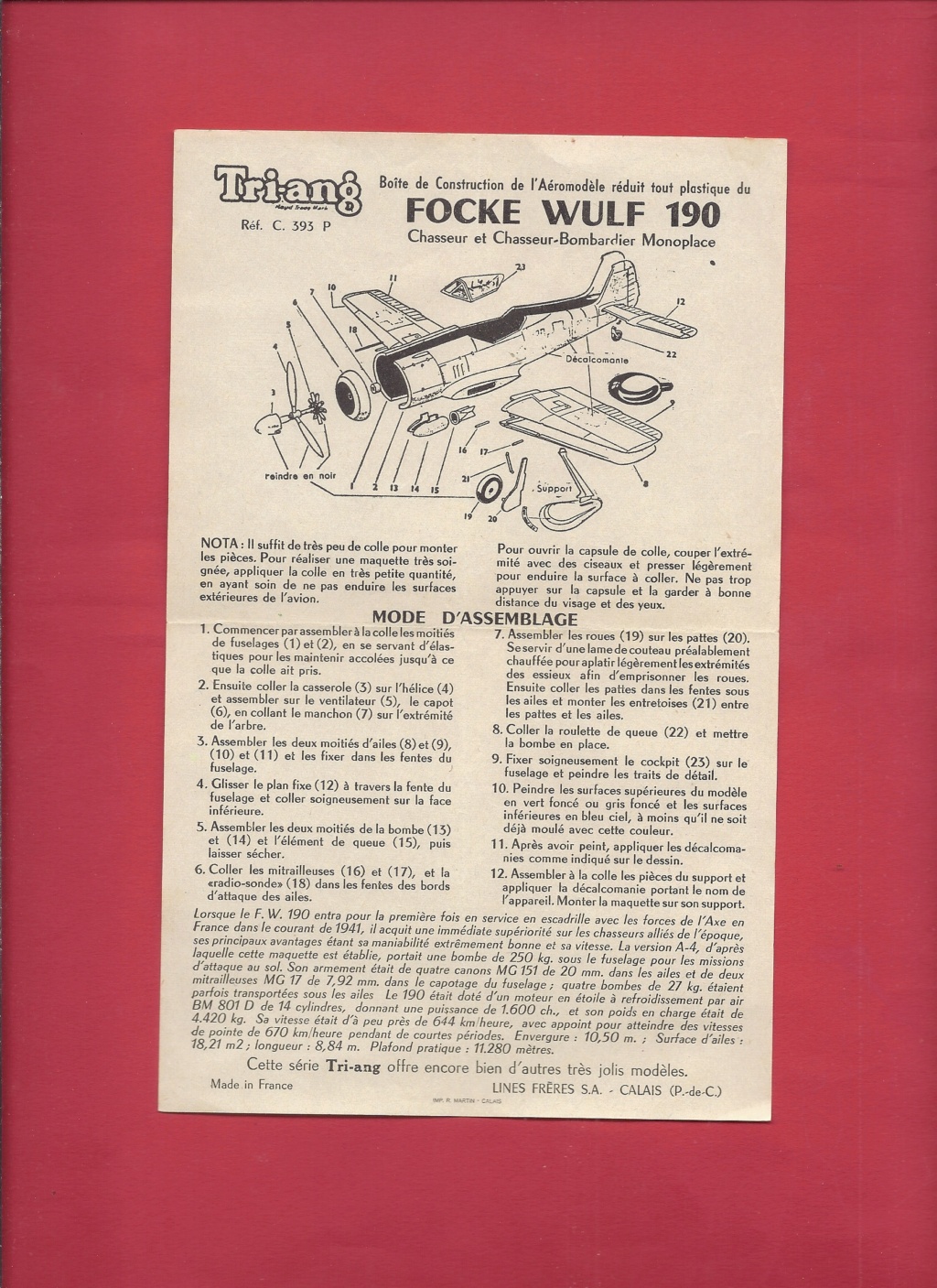 [TRI-ANG] FOCKE WULF Fw 190 1/72ème C393P Notice Tri-an13