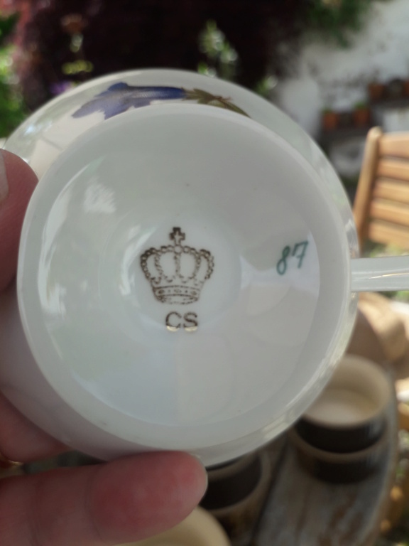 Conical cup and saucer - gold crown and CS mark - any ideas ? 20210616