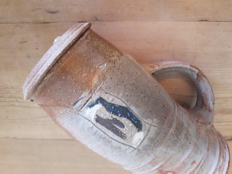 Rustic studio jug (coiled?) with ambiguous mark - LH? CH? HF? Jug_ba11
