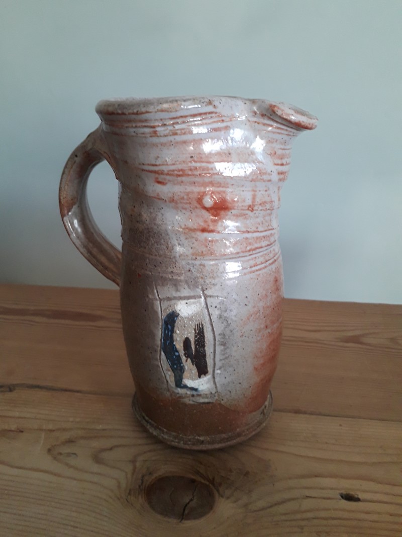 Rustic studio jug (coiled?) with ambiguous mark - LH? CH? HF? Jug_si13