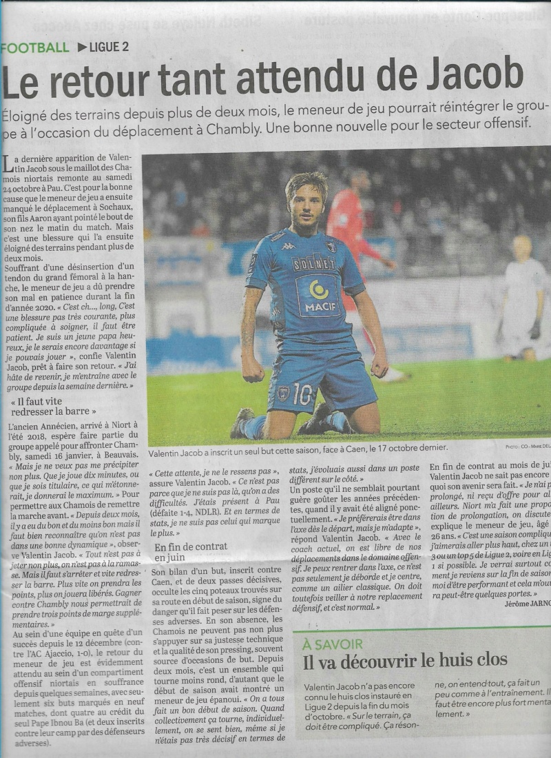 J20 - Football Club Chambly Oise - Chamois Niortais FC - 16/01/2021 [REPORTÉ au 27/01/2021] Jacob13