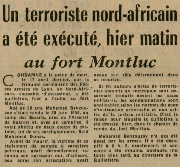 Exécutions algériennes au Fort de Montluc : documentaire et presse 1_benz10