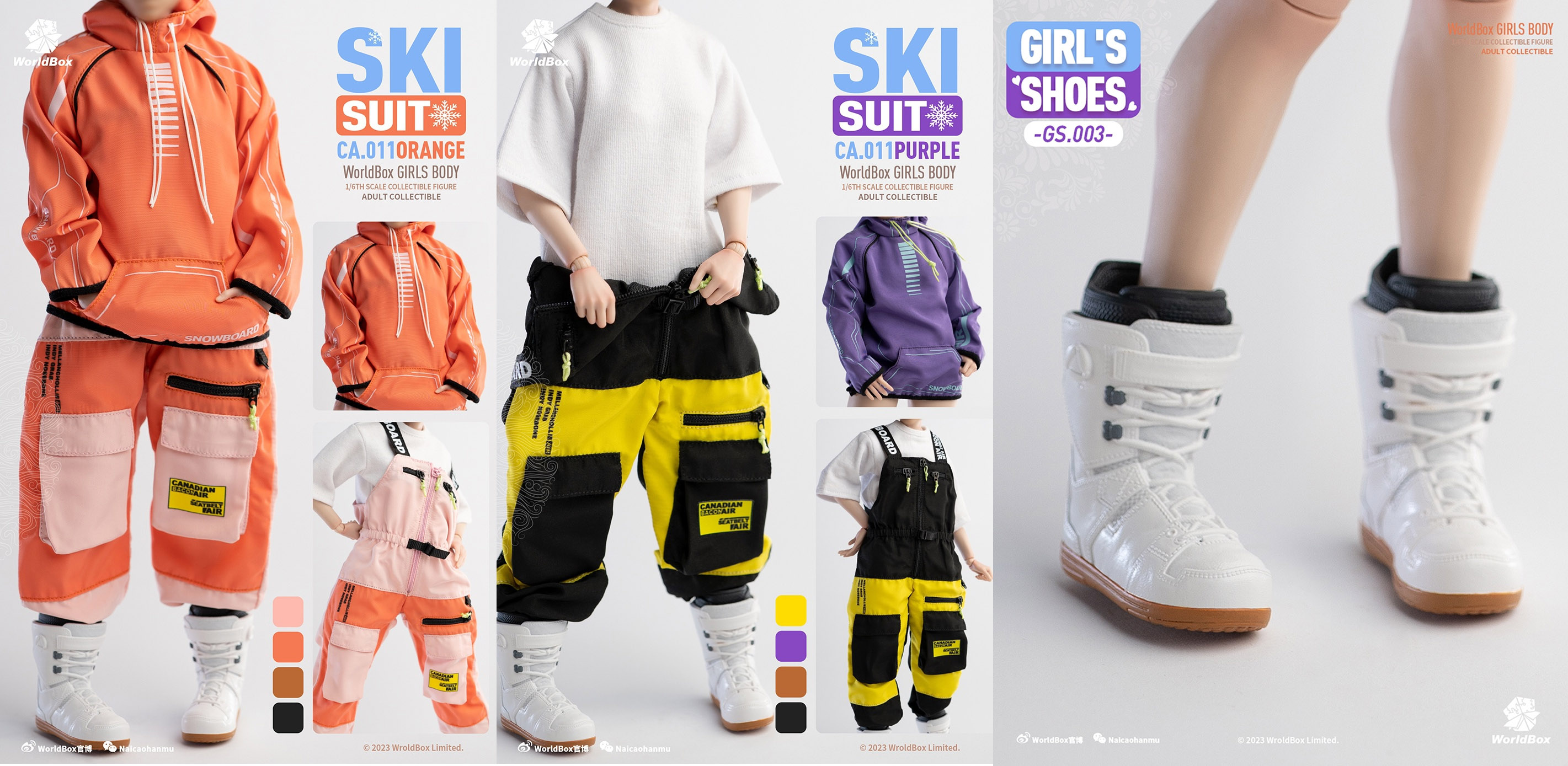 ski - NEW PRODUCT: Worldbox Winter Snow Wear Orange Purple Suit CA011 & Ski Shoes GS003 0028