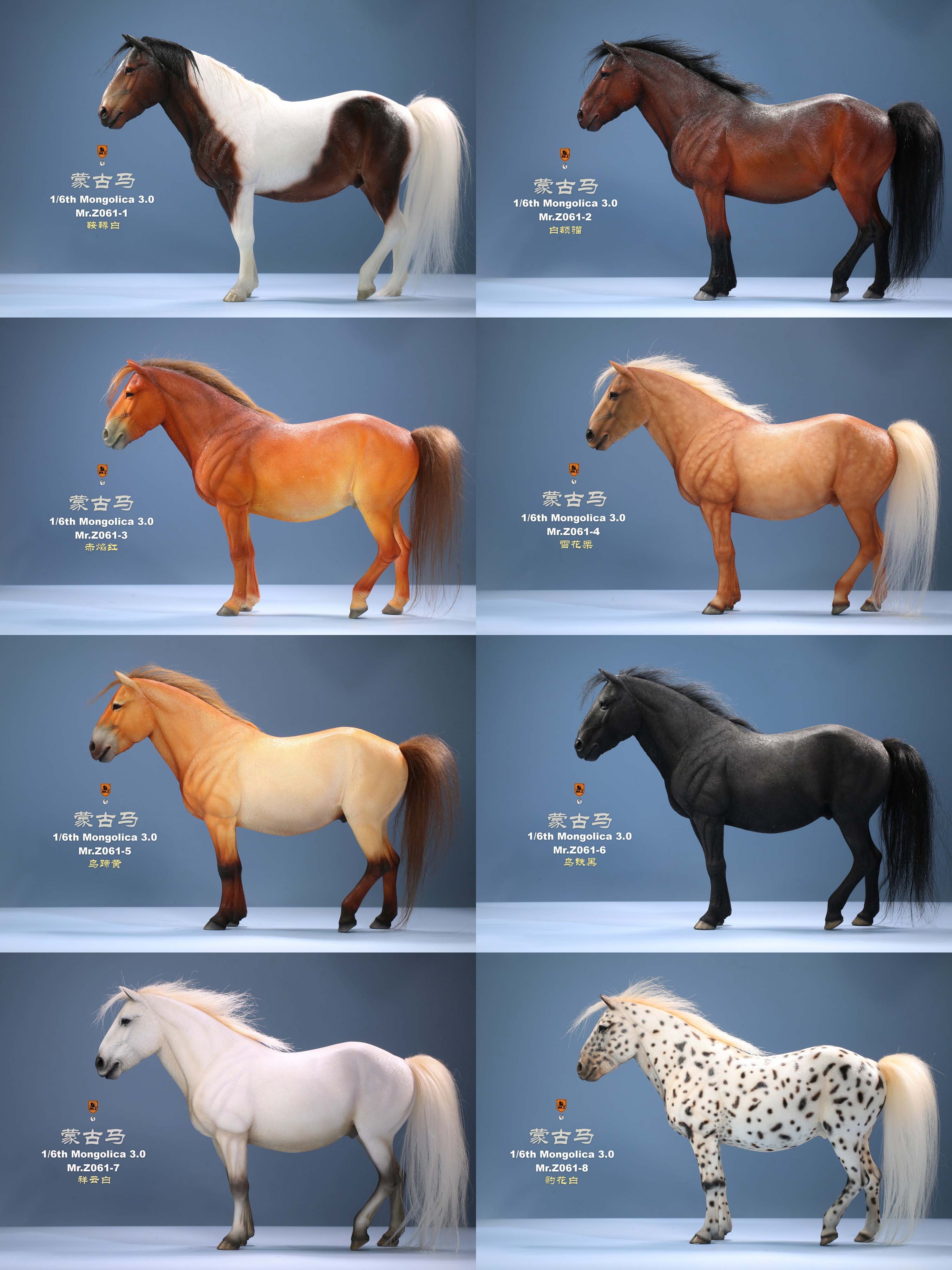 NEW PRODUCT: MR.Z - No. 61 - Mongolian horse set of 8 colors #Z061 & classical harness #DT001-S 01109