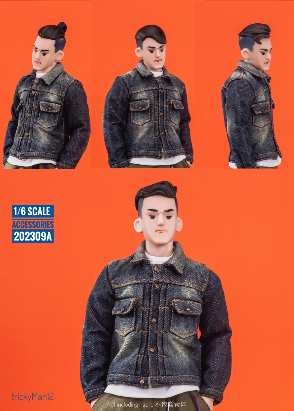 NEW PRODUCT: trickyMan12: 1/6 male doll head sculpture group 202309A（ black hair ）/202309W（ brown hair ） 11565410
