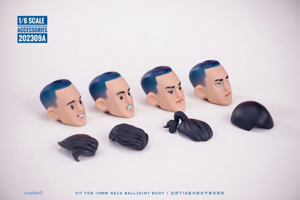 NEW PRODUCT: trickyMan12: 1/6 male doll head sculpture group 202309A（ black hair ）/202309W（ brown hair ） 11565910