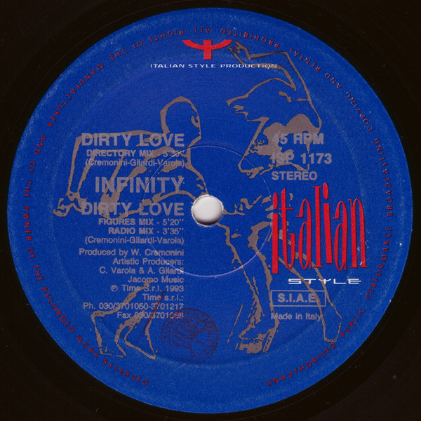 Infinity - Dirty Love (12'' Vinil, Italian Style Production – ISP 1173) (ITA 1993) 112