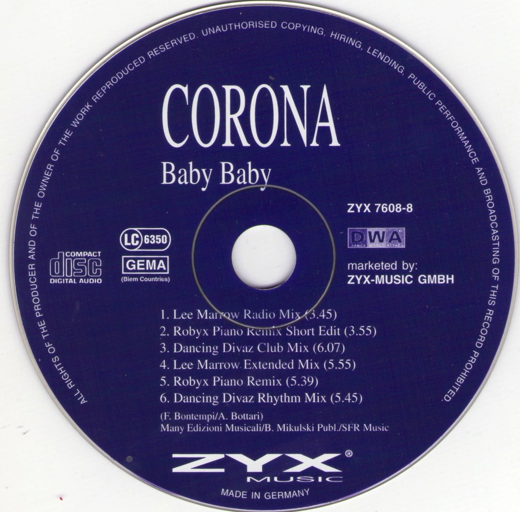 Corona - Baby Baby (CDM, ZYX Music – ZYX 7608-8) (GER, 1995) (320K) - [21/01/2024] Cd22