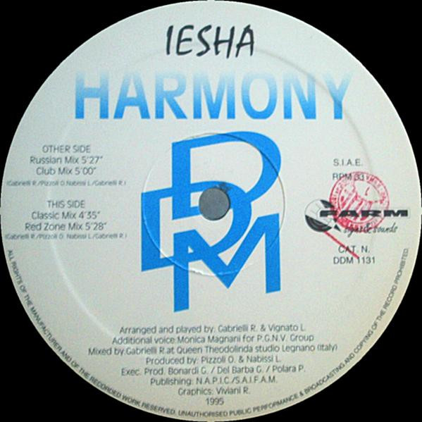 Iesha - Harmony  - (12'' Vinil, DDM Records – DDM 1131) (ITA, 1995) 320K  ((Italodance Muito Rara)) - [21/01/2024] Vinil14