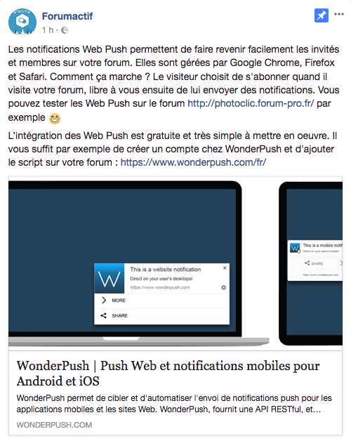 Comment intégrer des notifications web push sur le forum avec WonderPush ? Captur10