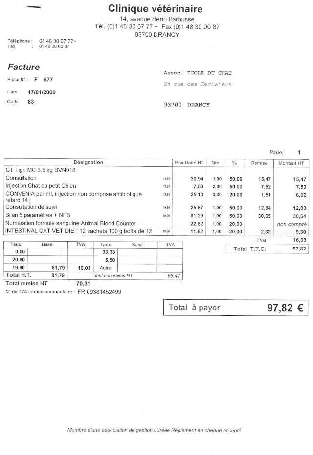 1400 euros de factures  rgler, cole du chat de Drancy Factur14