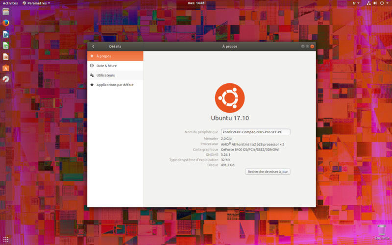 Ubuntu 17.10 LTS 32 bits. Captur10