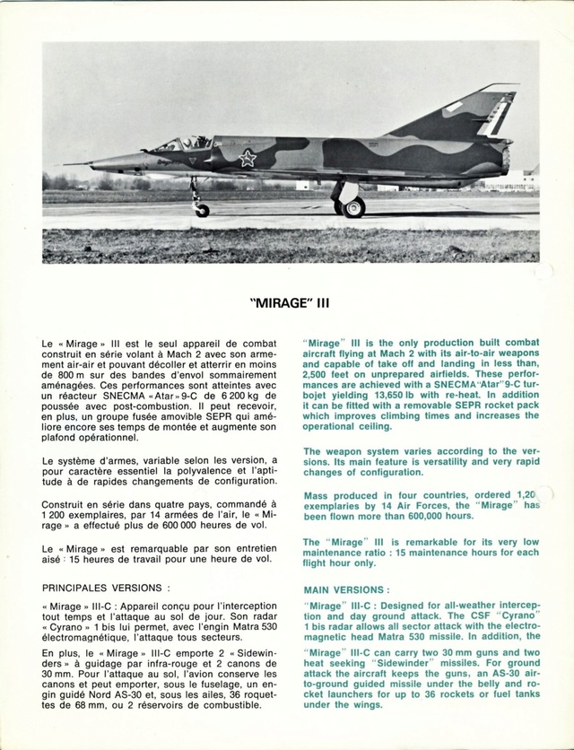 Plaquette de présentation DASSAULT MIRAGE III - MIRAGE 5 Dassau31