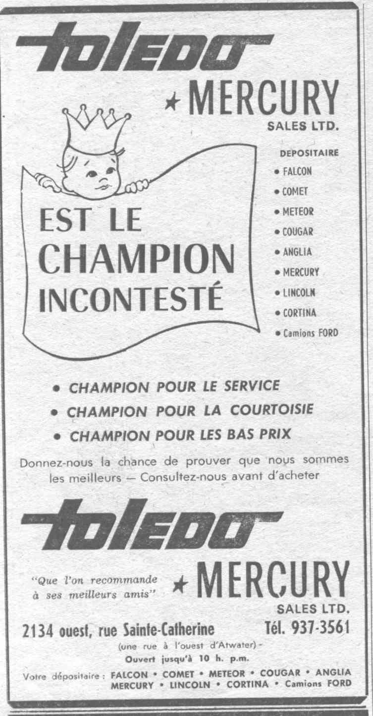 Toledo Mercury sales LTD 1967to10