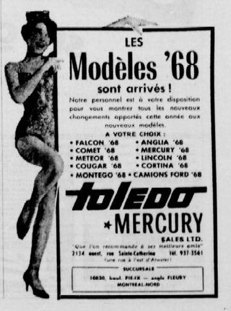 Toledo Mercury sales LTD 1968me10