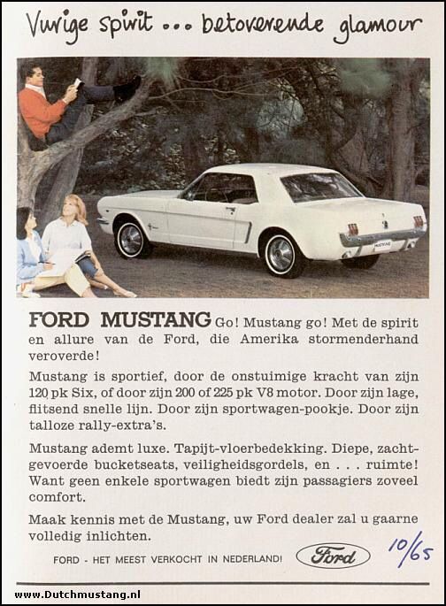 Publicitée de Mustang 1965 du Nederland 3e5f7110