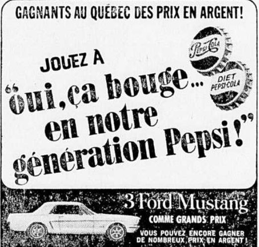 Concours Pepsi (en 1965), gagnez une des 3 Mustang 1965 3fm6511