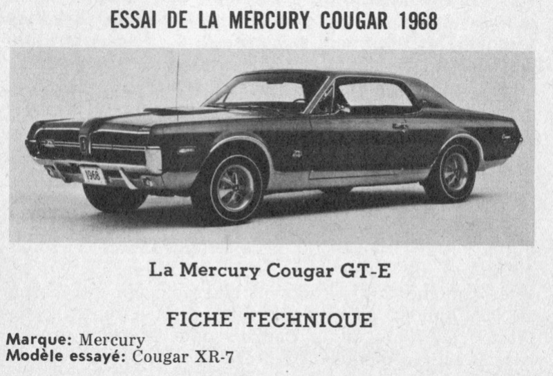 Essais d'un Mercury Cougar 1968 (selon le Guide l'Auto 68 de Jacques Duval ) 68coug10