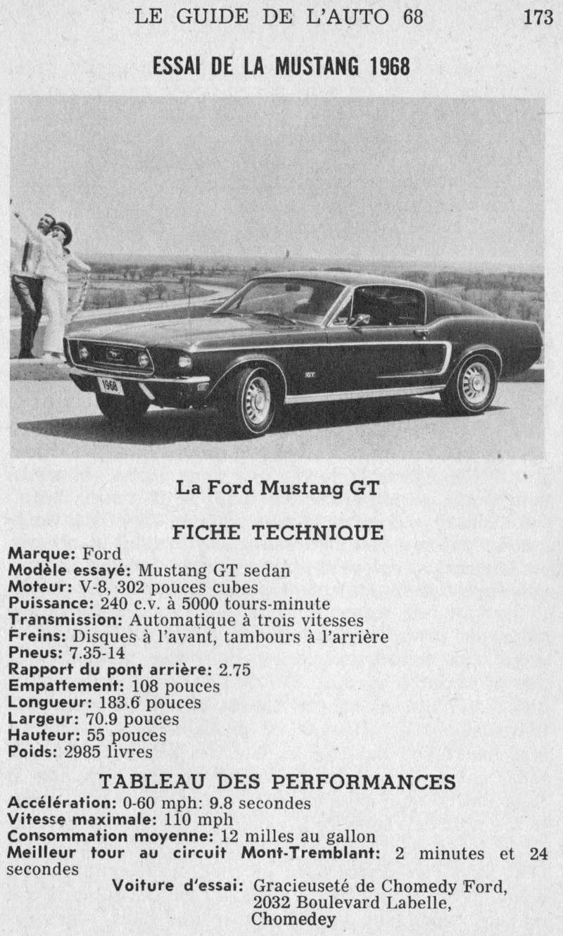 Essais d'une Ford Mustang GT sedan 1968 (Code J 302 )  68gap110