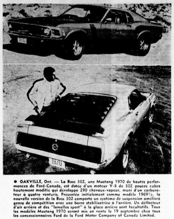 Historique chronologique de la Mustang 1970 Boss110
