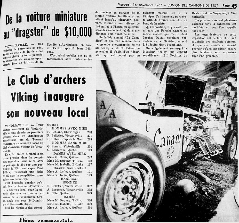 La vie en 1967: Salon auto sport de Victoriaville Nouve210