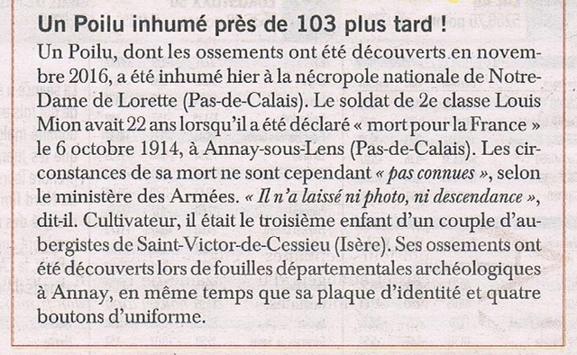 MION - Un Poilu inhumé près de 103 ans plus tard ! 2017-018