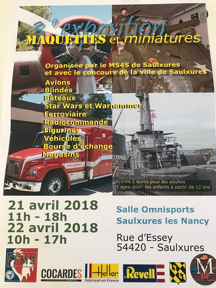 (04) - Avril 2018 : 21 et 22 : 3° Exposition de Modèle Réduits à SAULXURES-LES-NANCY 54420. 30441010