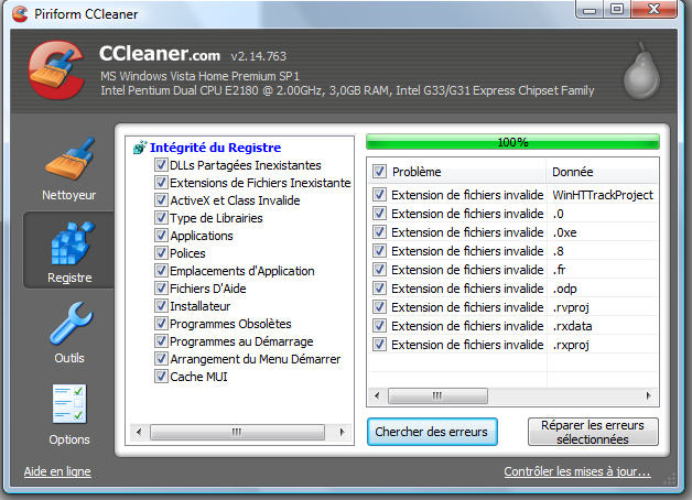 CCleaner. Netoyeur de PC logiciel gratuit. Screnn14