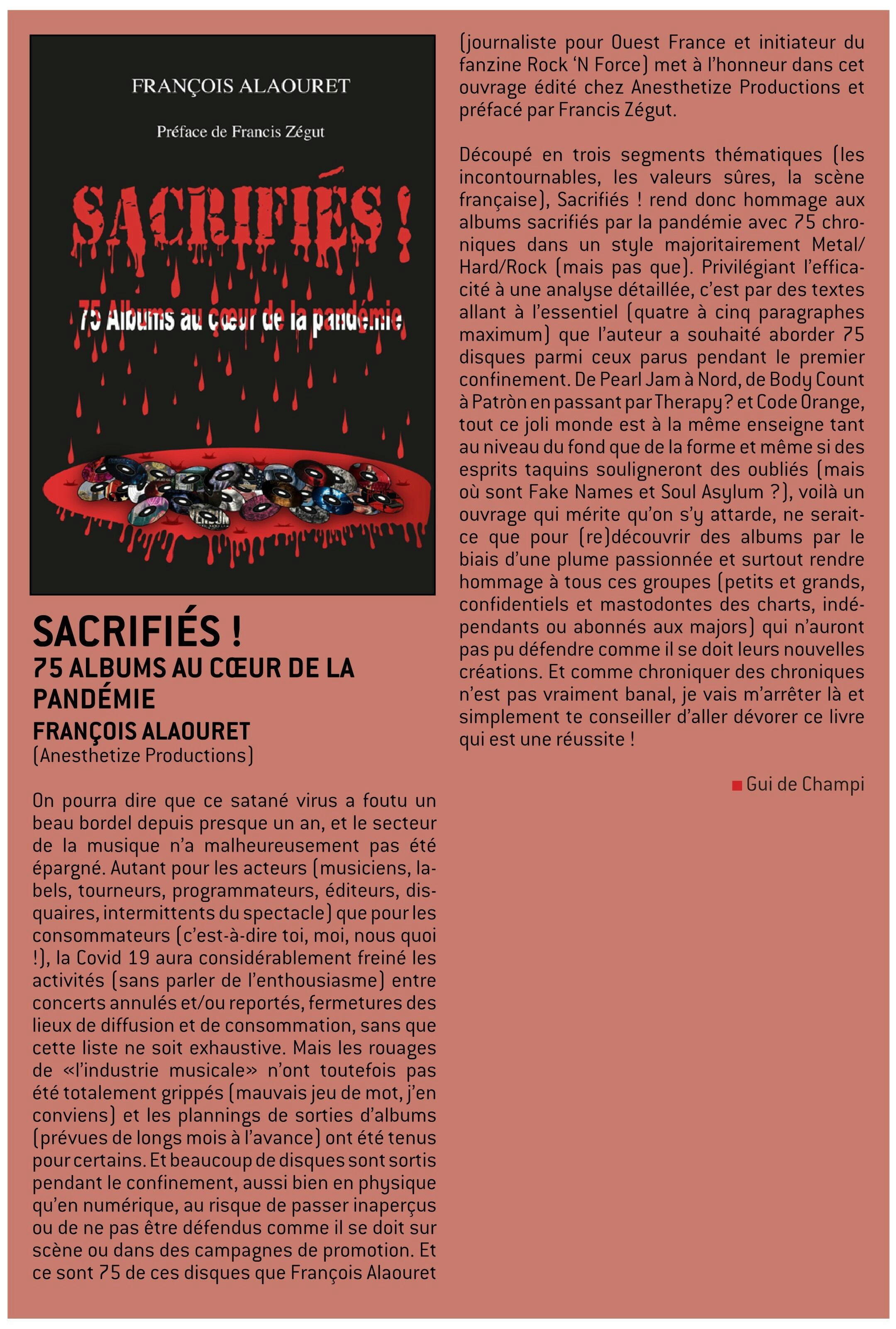 Sacrifiés ! 75 albums au coeur de la pandémie François Alaouret (2020) Livre W-fene68