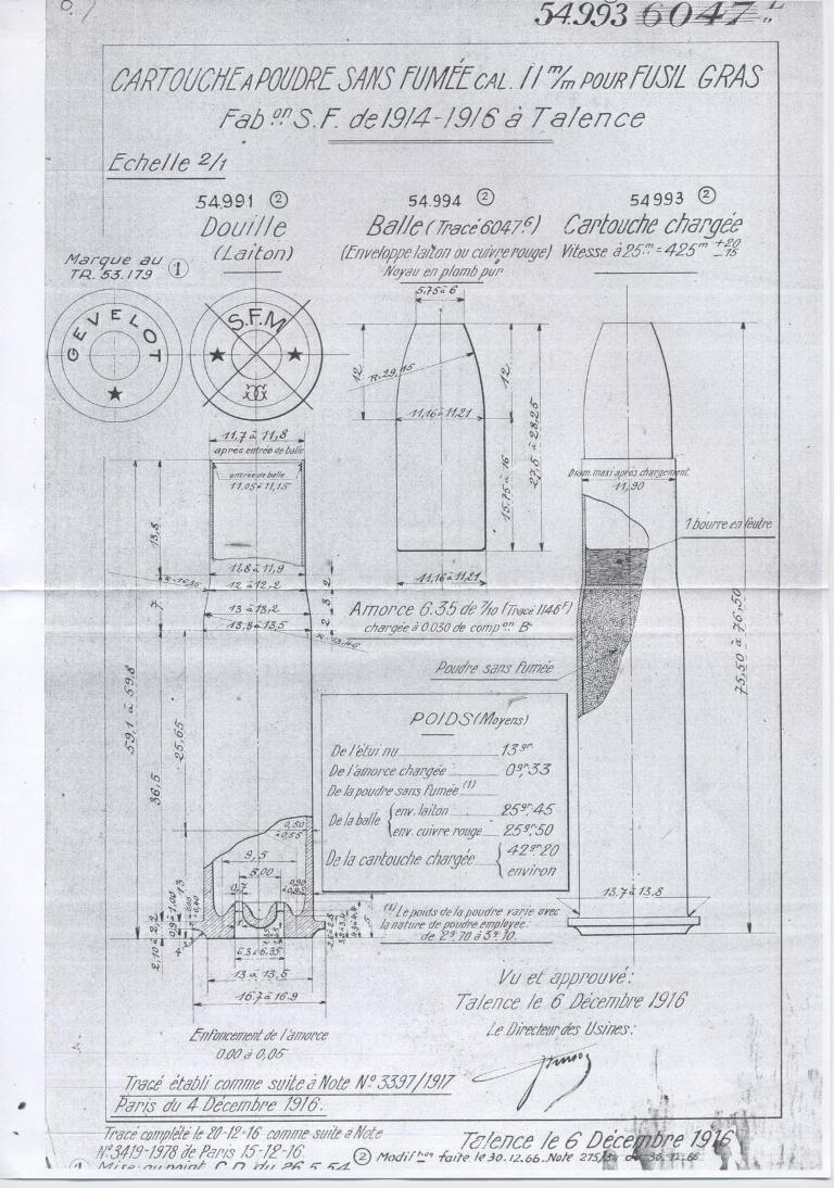 Cartouche à balle blindée de fusil Gras. 14554710