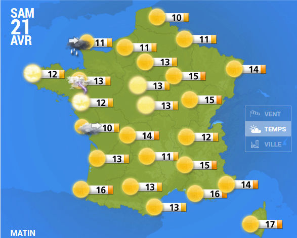 Météo pour demain 20/04/2018