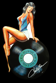 Achat  PIN-UP DISQUES MOTORS CHRISTOPHE - PLAQUE METAL DETOUREE Pin-up13