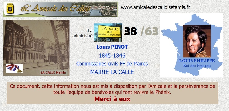 1839-1870 : Commissaires civils faisant fonction de MAIRE de LA CALLE Mairel97