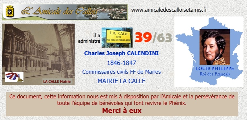 1839-1870 : Commissaires civils faisant fonction de MAIRE de LA CALLE Mairel99