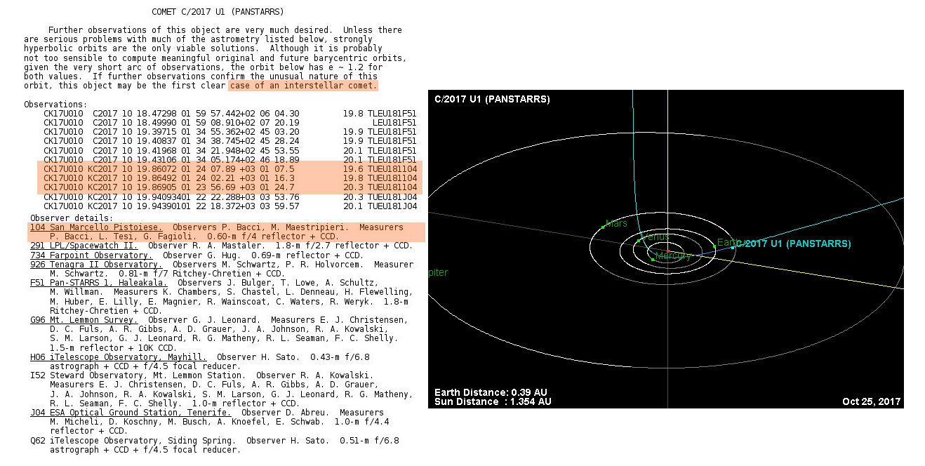 1I/‘Oumuamua (objet interstellaire) C2017u10