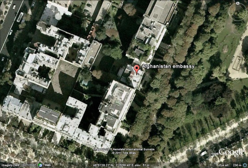 Les ambassades étrangères en France vues depuis Google Earth Afghan11