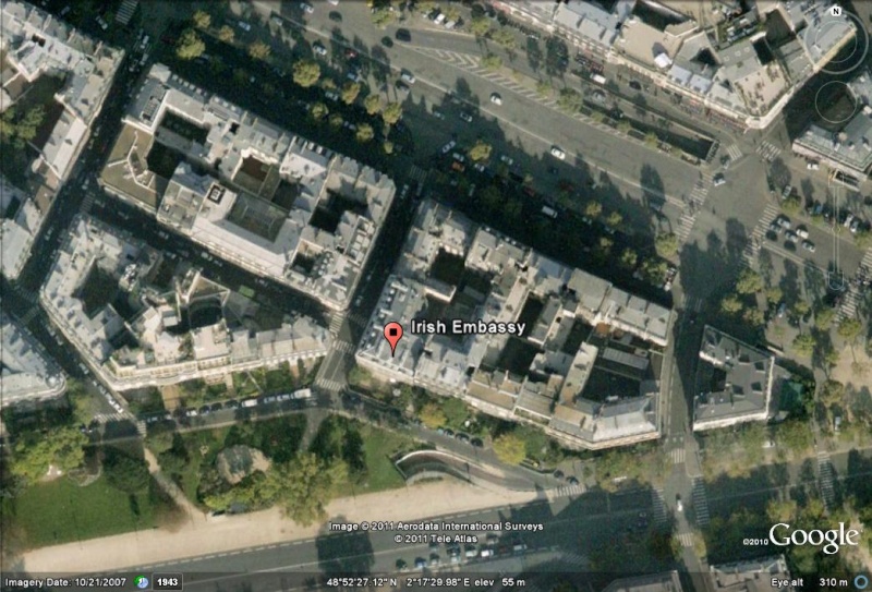 Les ambassades étrangères en France vues depuis Google Earth Irland11