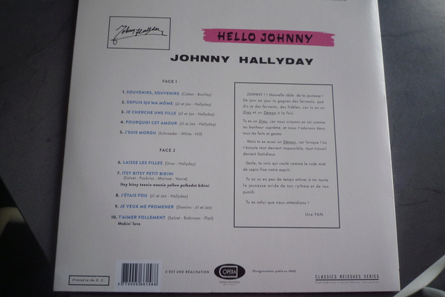 33 tours HELLO JOHNNY de chez OPERA P1590256