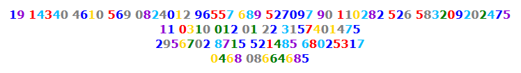 Une série de numéros colorés