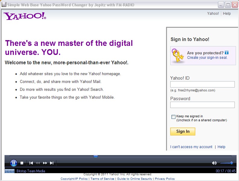 Simple Web Base Yahoo PassWord Changer by Jopitz with FM Radio Snapsh37