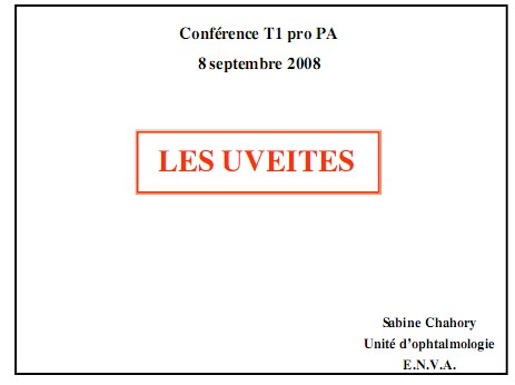 Les uvéites (ENVA. 2008) Uveite10