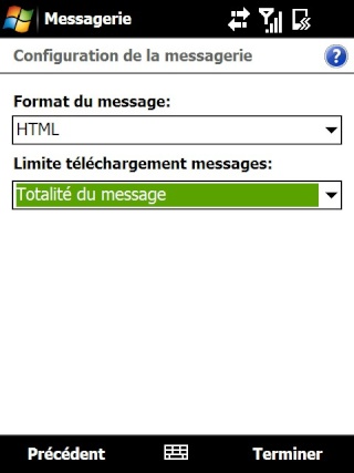 Paramétrage pour récupérer directement ses courriers Hotmail Screen37