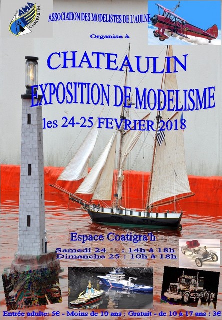 (02) - Février 2018 : 24 et 25 :Exposition de Maquettes à CHATEAULIN 29150. Affich34