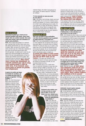 Mas fotos de Paramore en la revista Rock One 0710